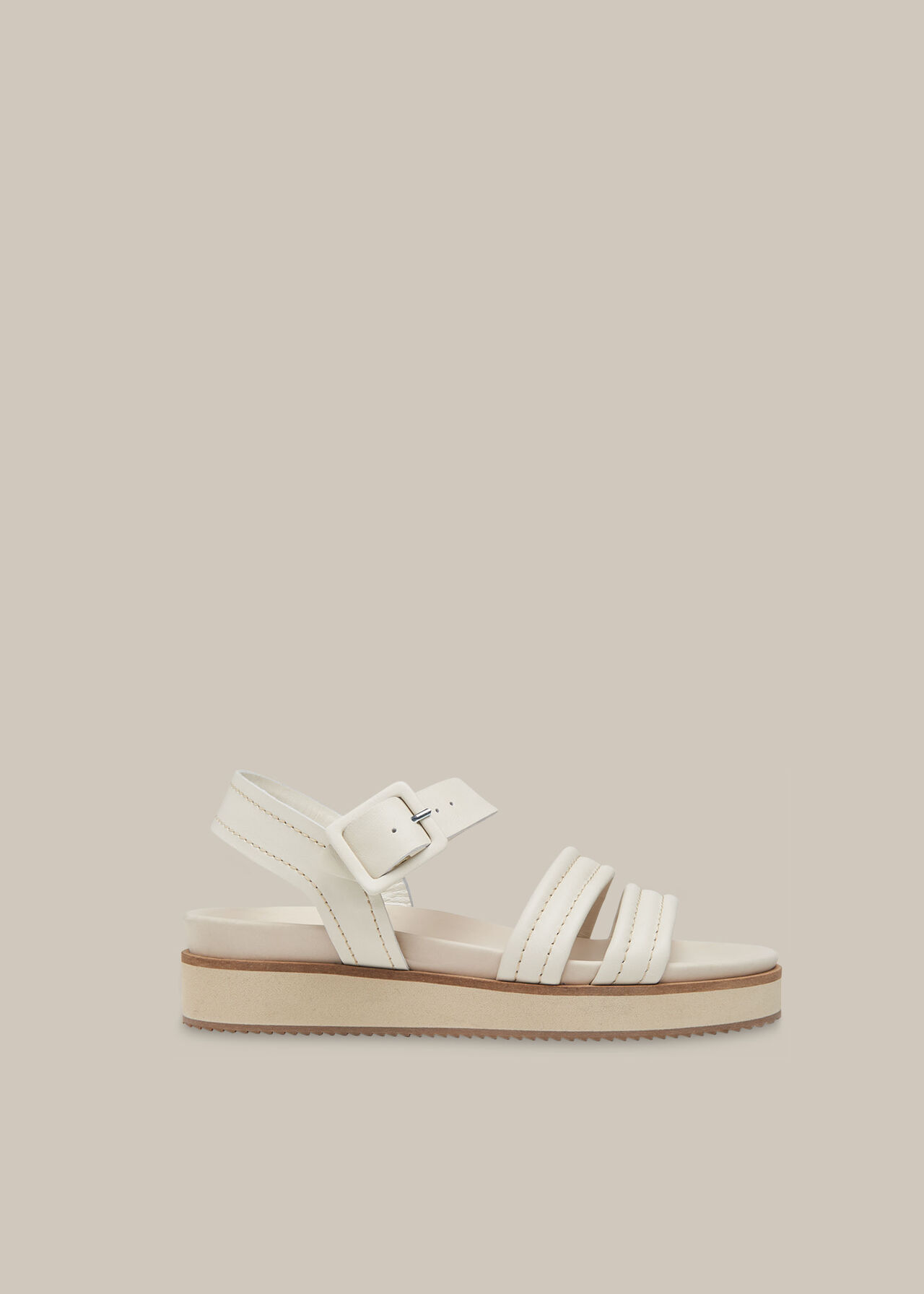 Koby Contrast Stitch Sandal White