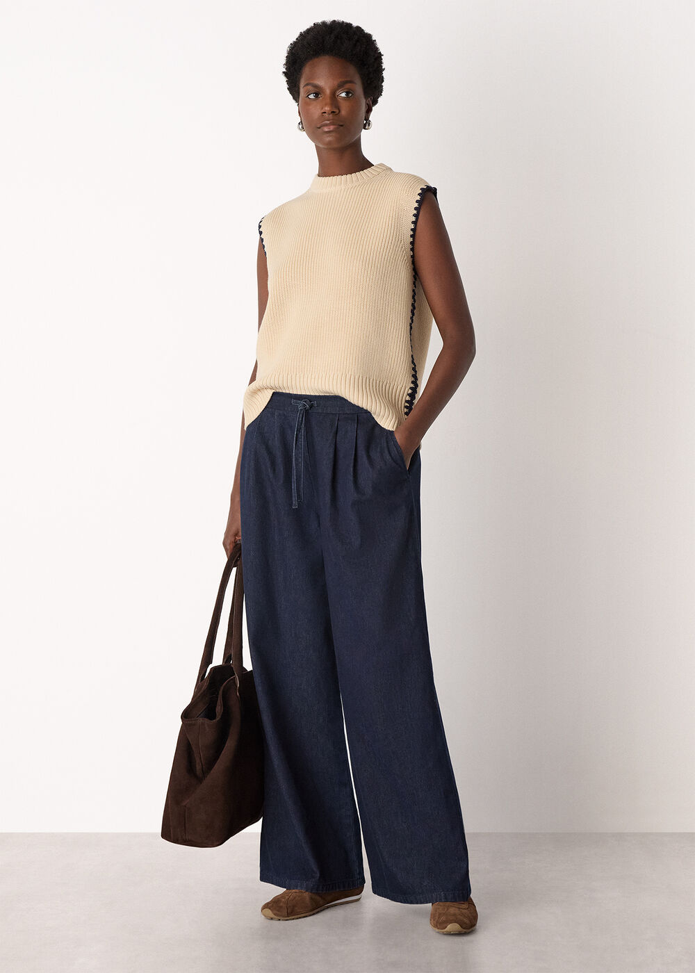 Blanket Stitch Wool Mix Tank