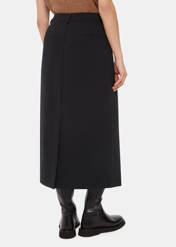 Black Petite Abigail Tailored Midi Skirt