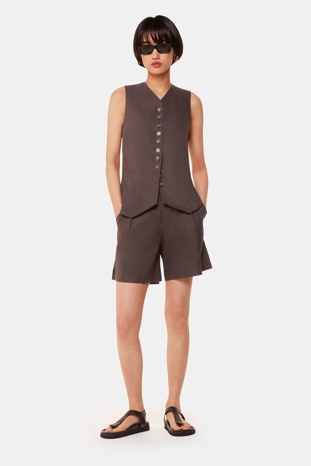 Dark Grey Mila Linen Blend Short