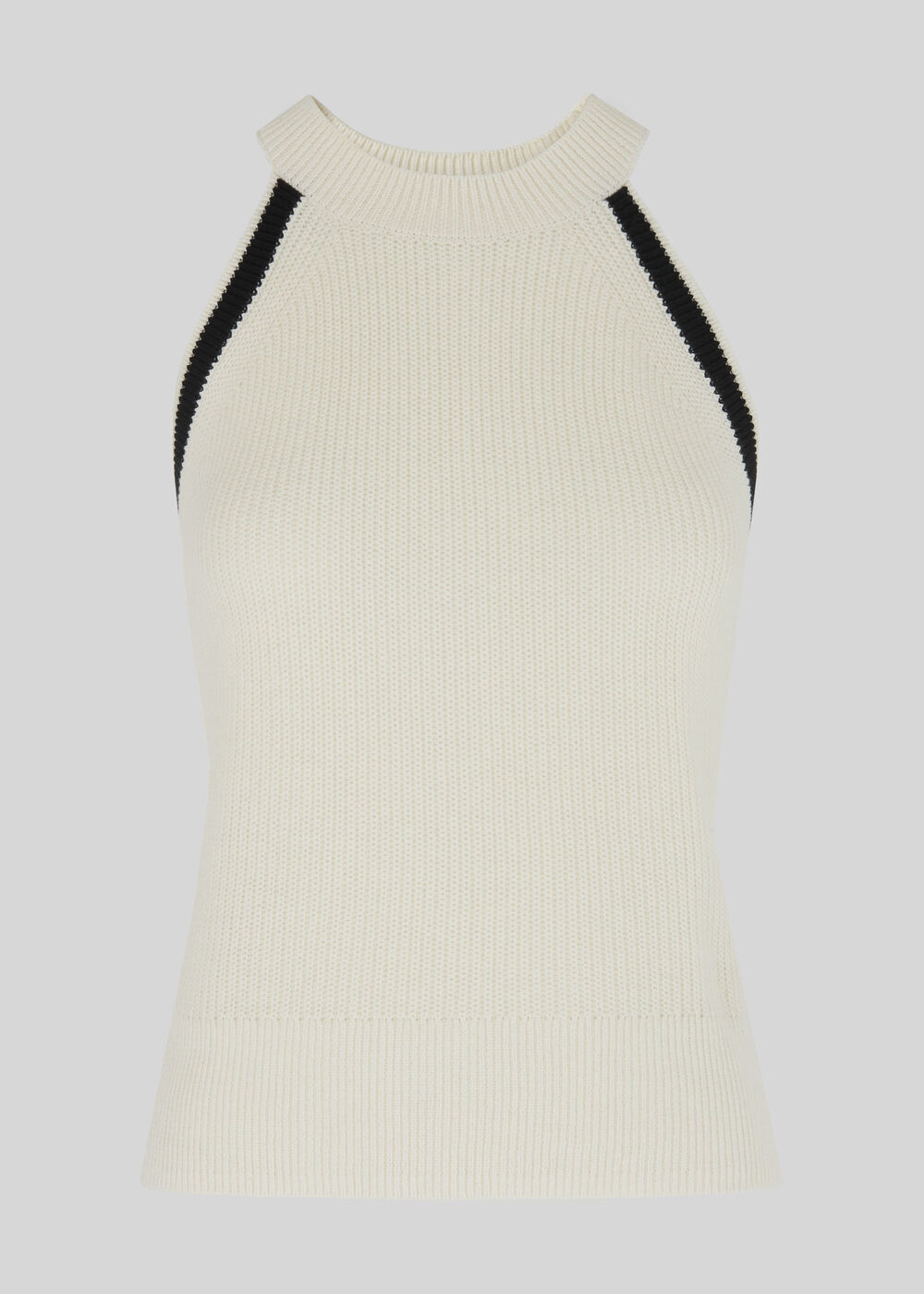 Contrast Trim Vest Knit Ivory