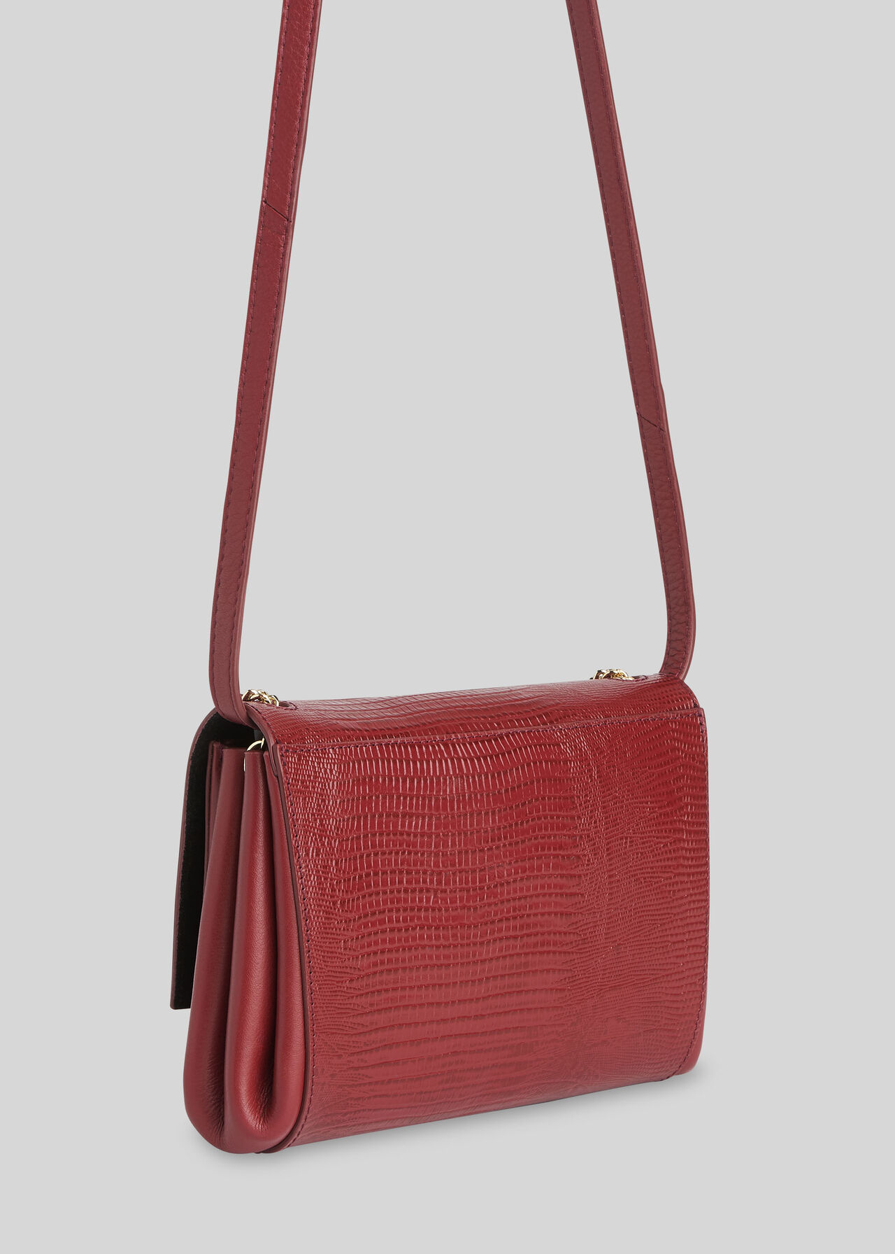 Eleni Lizard Crossbody Bag Burgundy