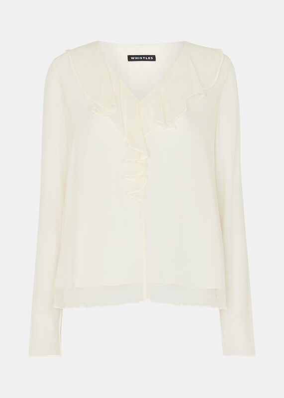 Ivory Ruffle Collar Detail Blouse