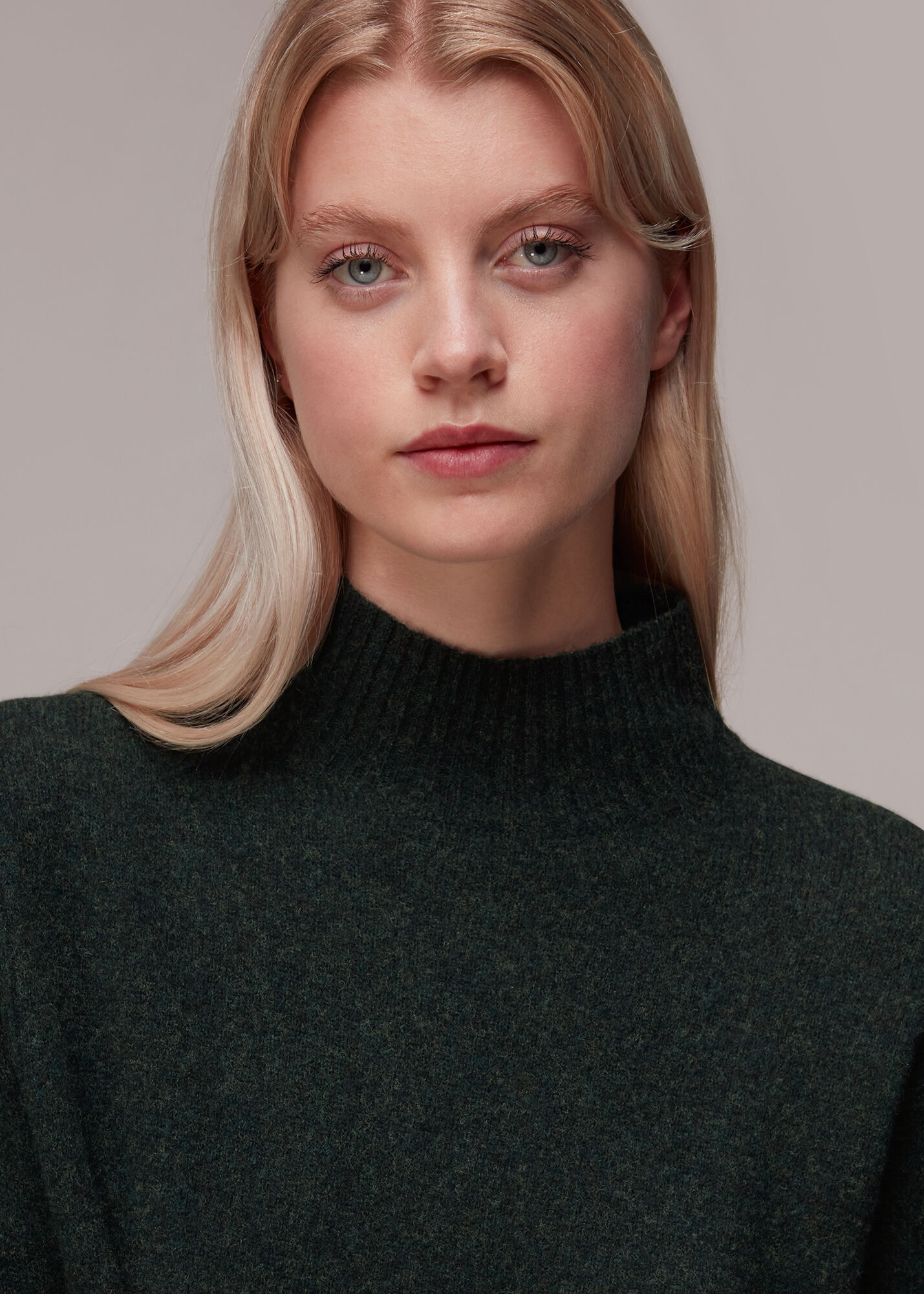 Dark Green Funnel Neck Knitted Dress WHISTLES