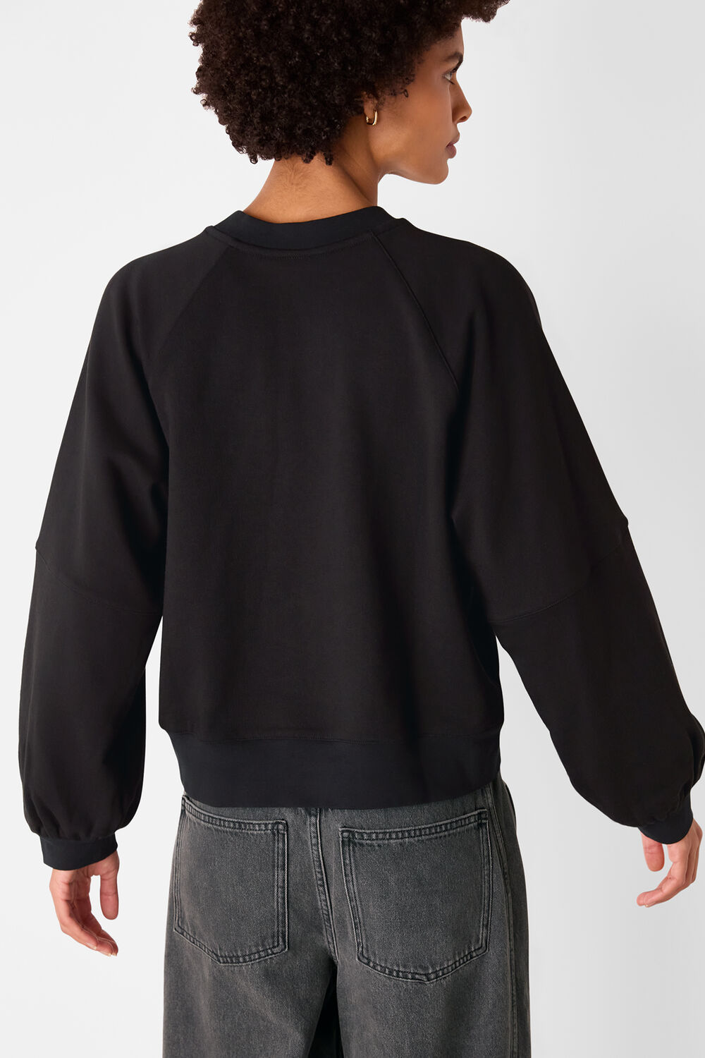 Black Gathered Full Sleeve Sweat