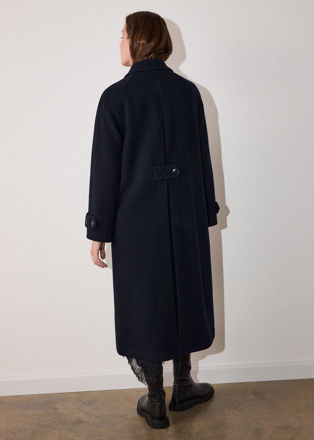 Navy Long Wool Car Coat