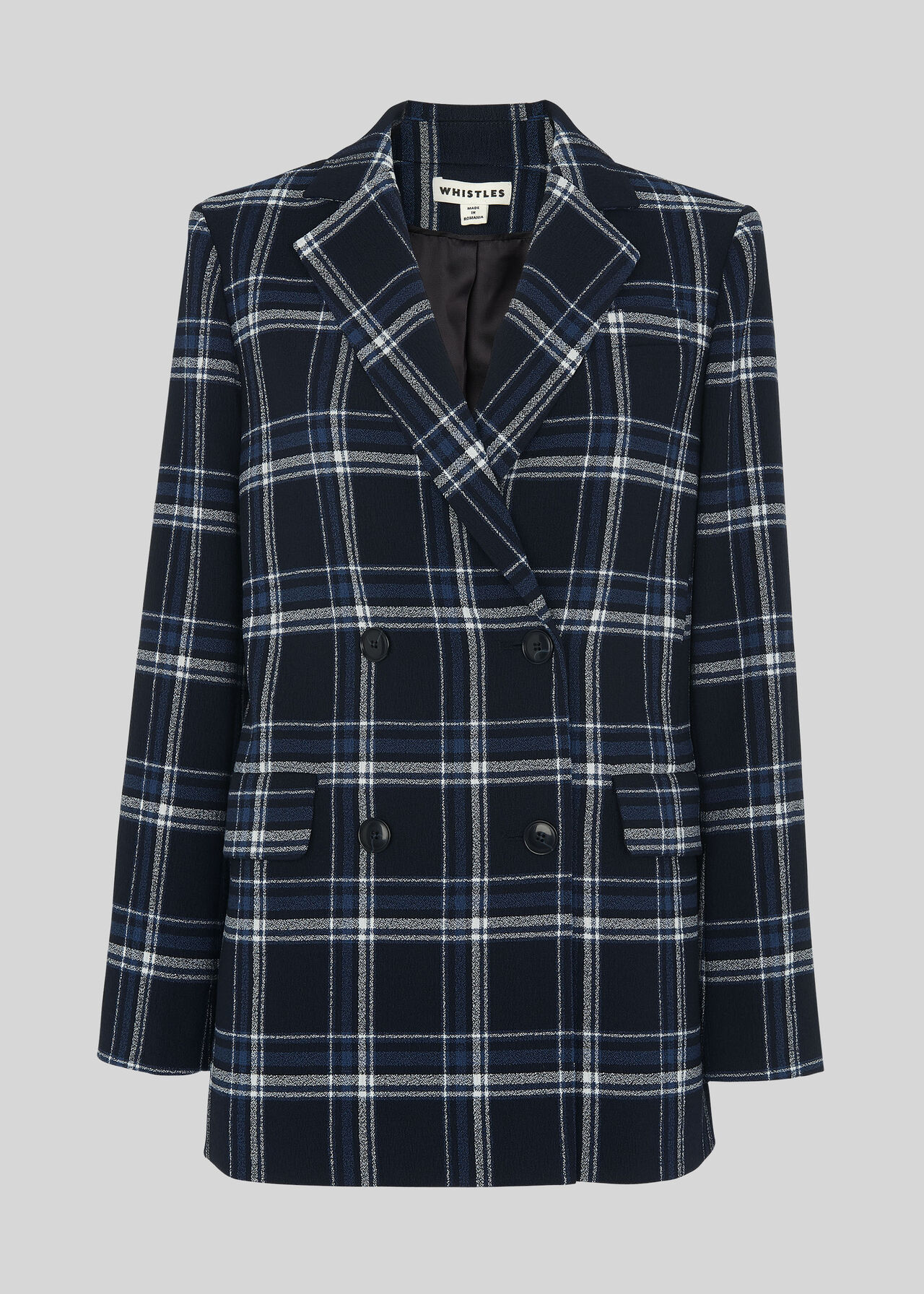 Check Double Breasted Blazer Navy/Multi