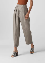 Lydia Linen Pleated Trouser Grey