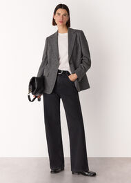 Herringbone Wool Blend Blazer