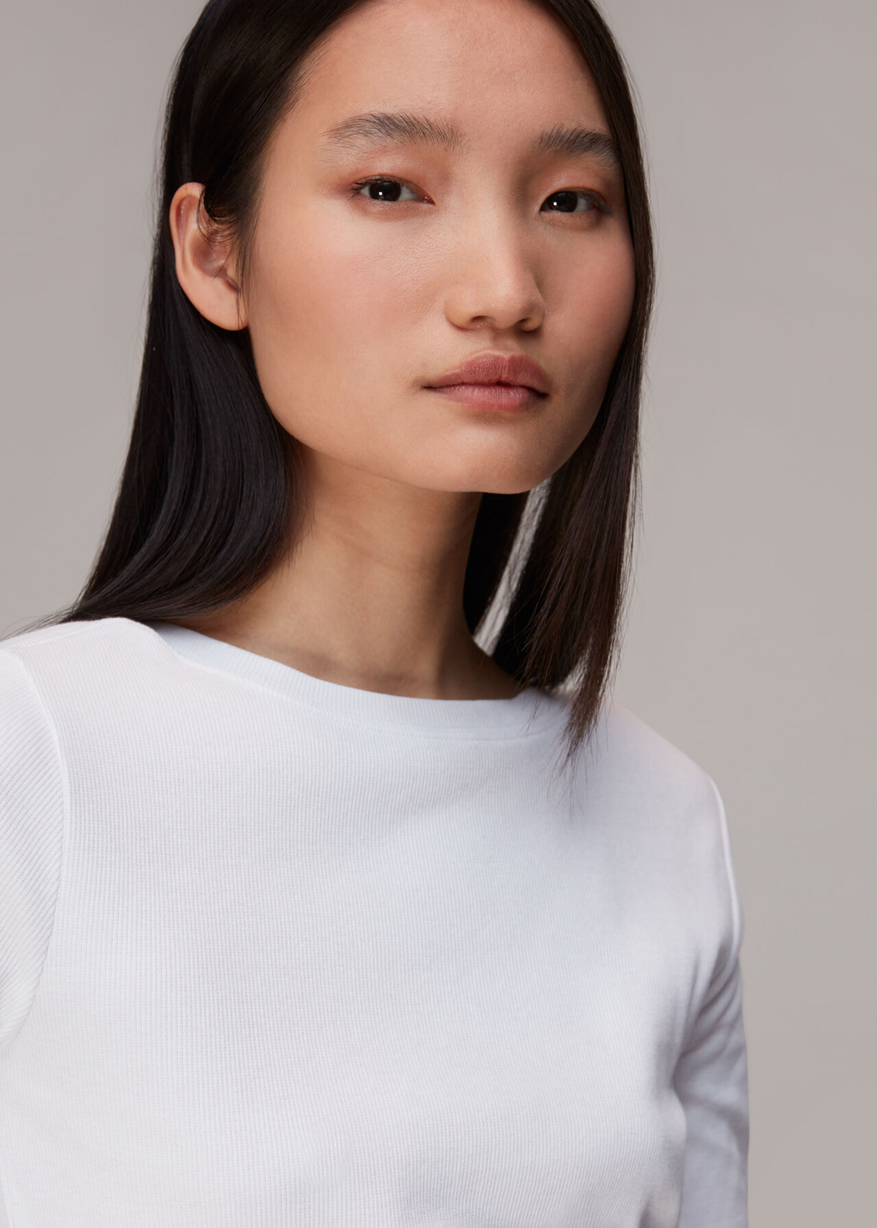 Boat Neck Ribbed Jersey Top