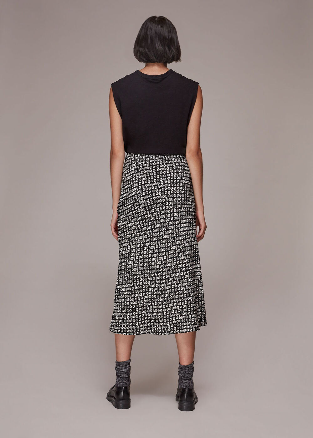 Landmark Print Bias Cut Skirt