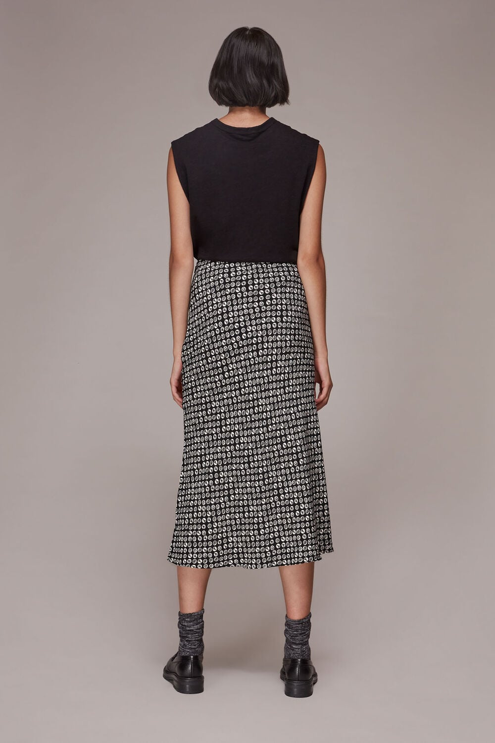 Landmark Print Bias Cut Skirt