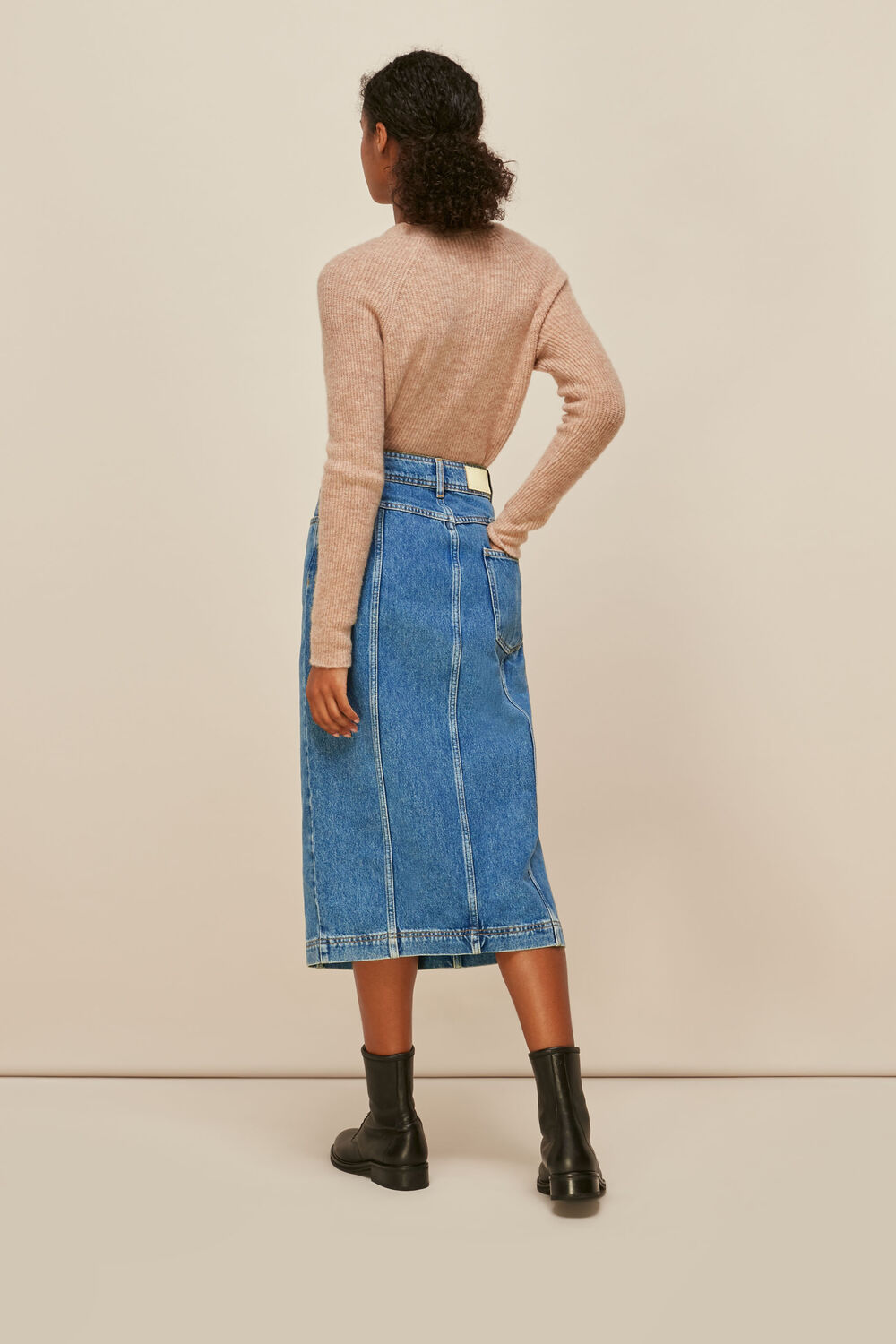 Button Through Denim Skirt