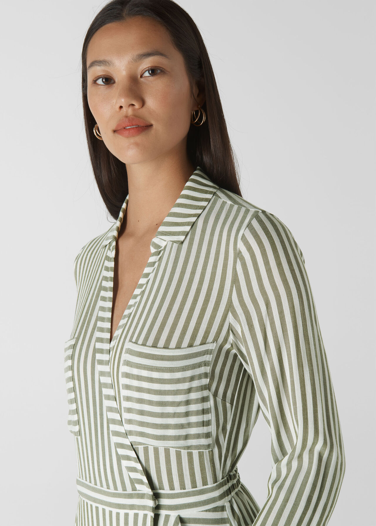 Stripe Wrap Shirt Dress Multicolour