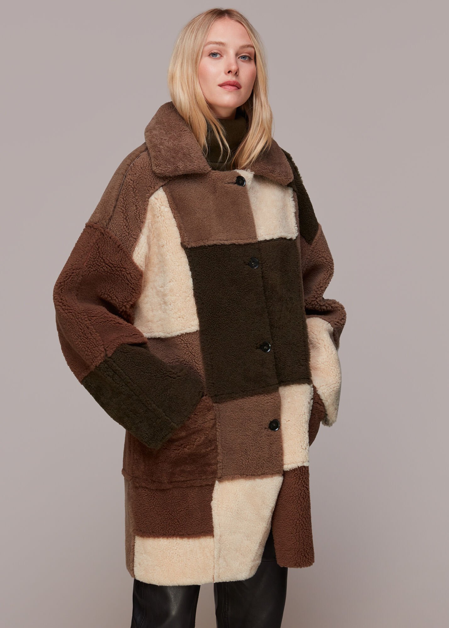 Patchwork 2025 shearling coat