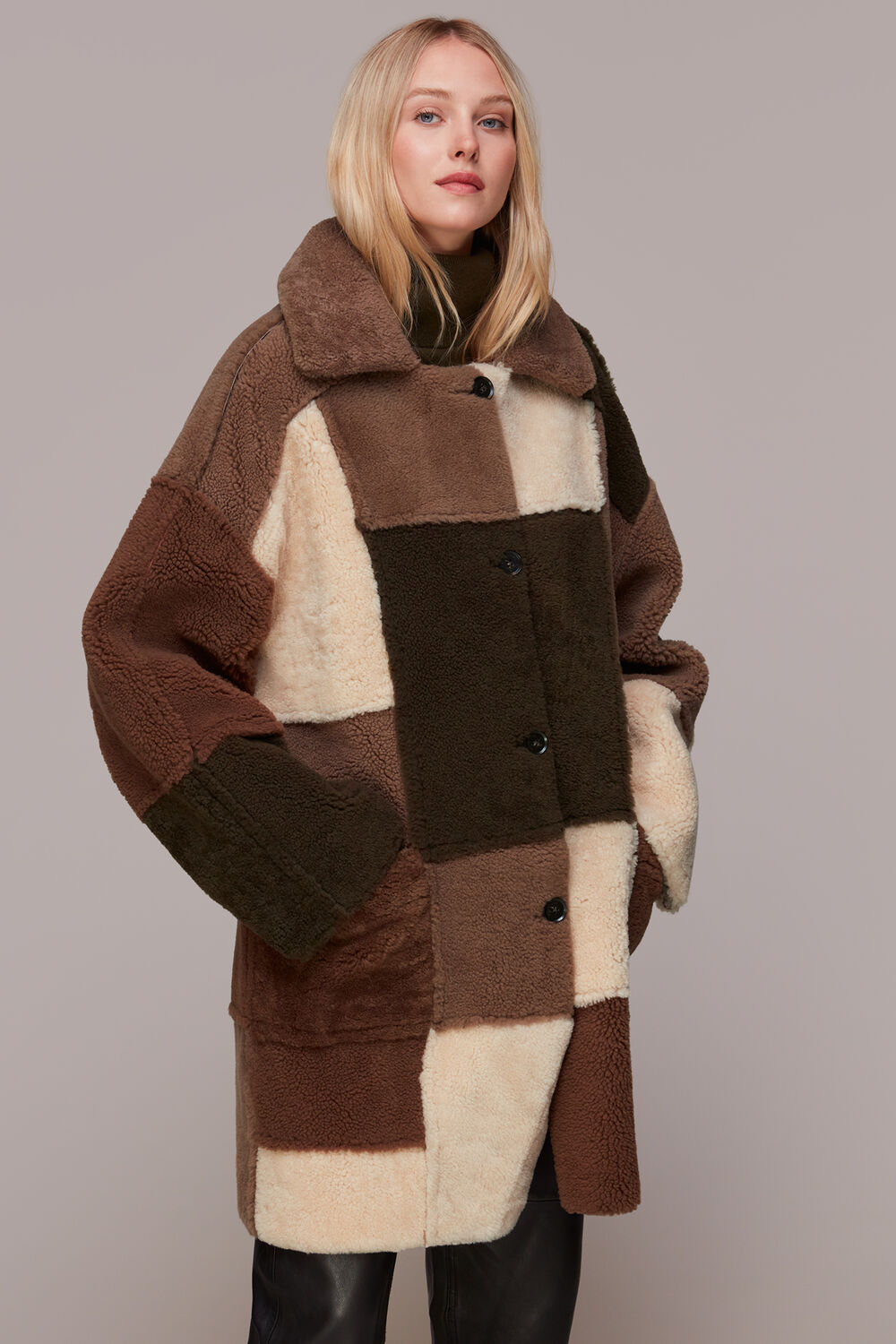 Brown Reversible Patchwork Coat