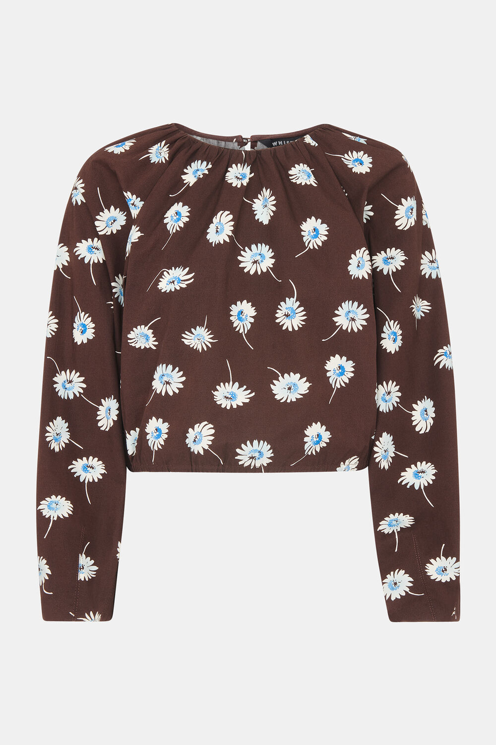 Brown Watercolour Daisy Poplin Top