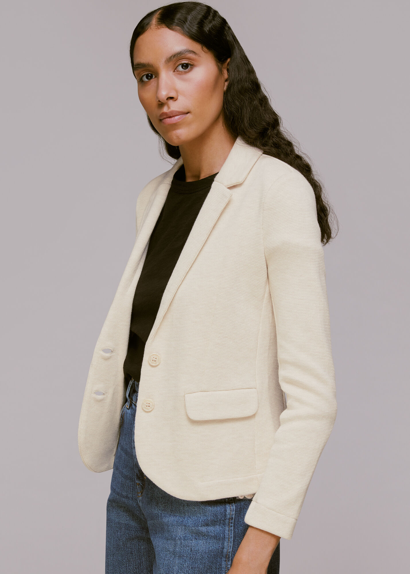 Oatmeal Slim Fit Jersey Jacket WHISTLES