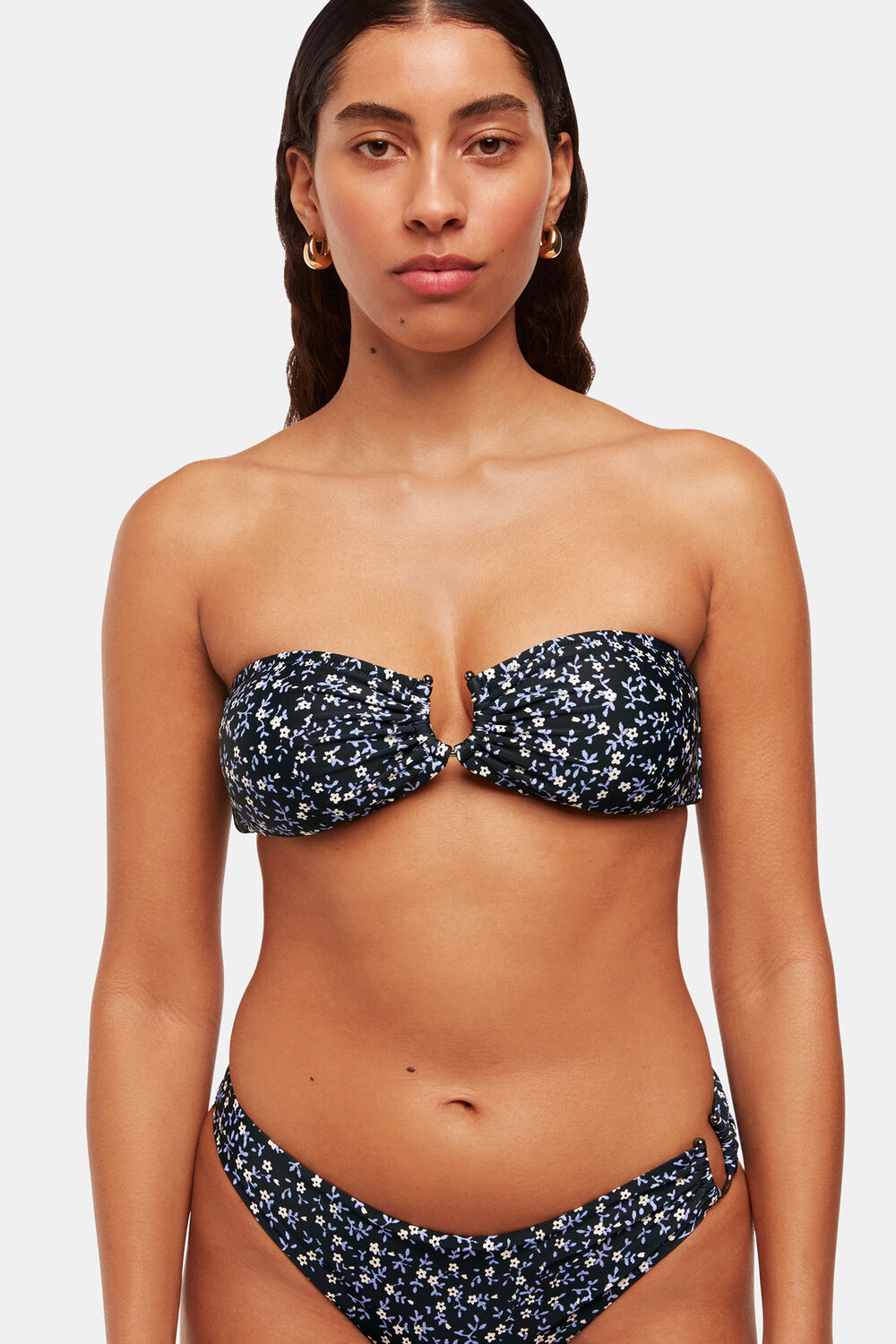 Black Forget Me Not Bikini Bottom