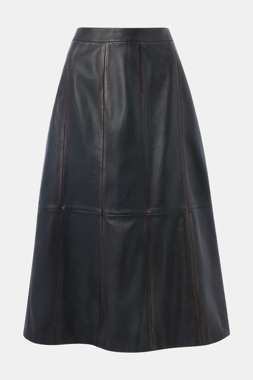 Burnished Leather Midi Skirt