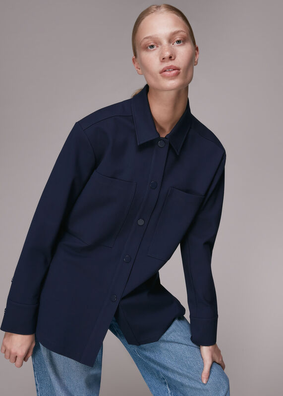 Navy Ponte Jersey Overshirt