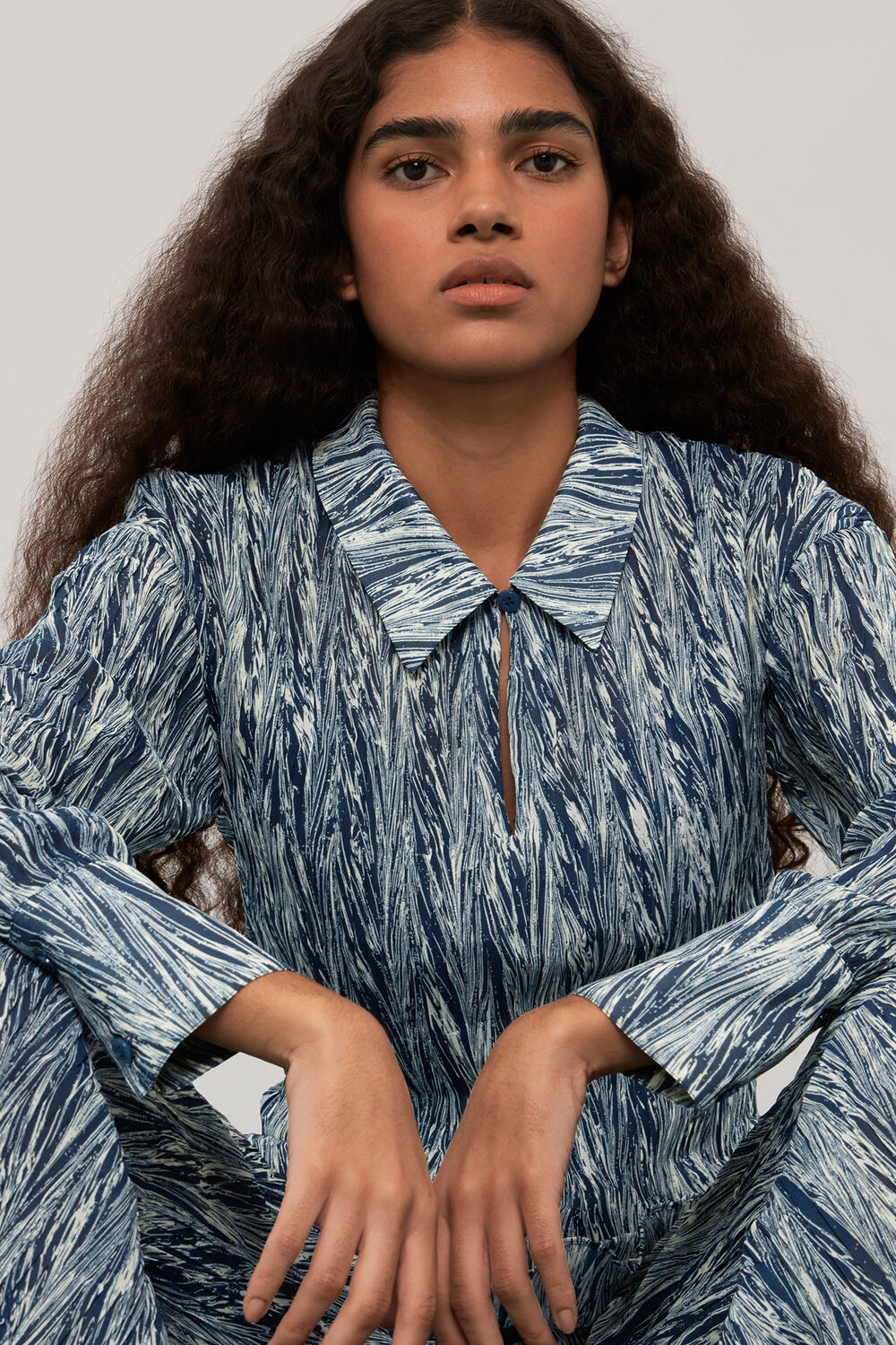 Marble Stripe Plisse Shirt