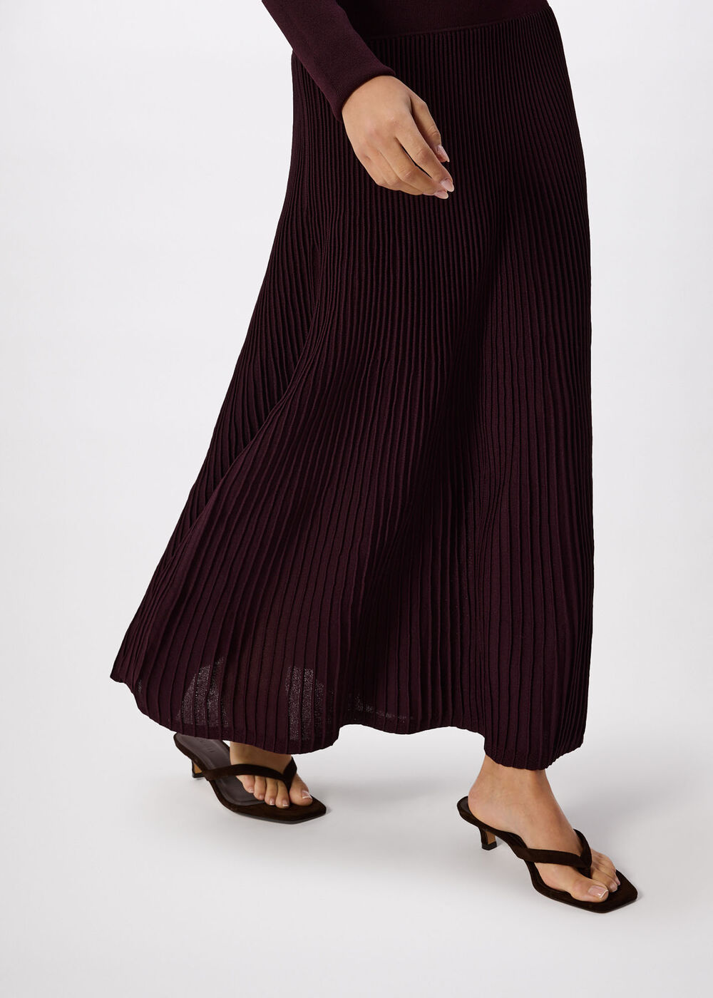 Petite Funnel Neck Pleated Knit Dress