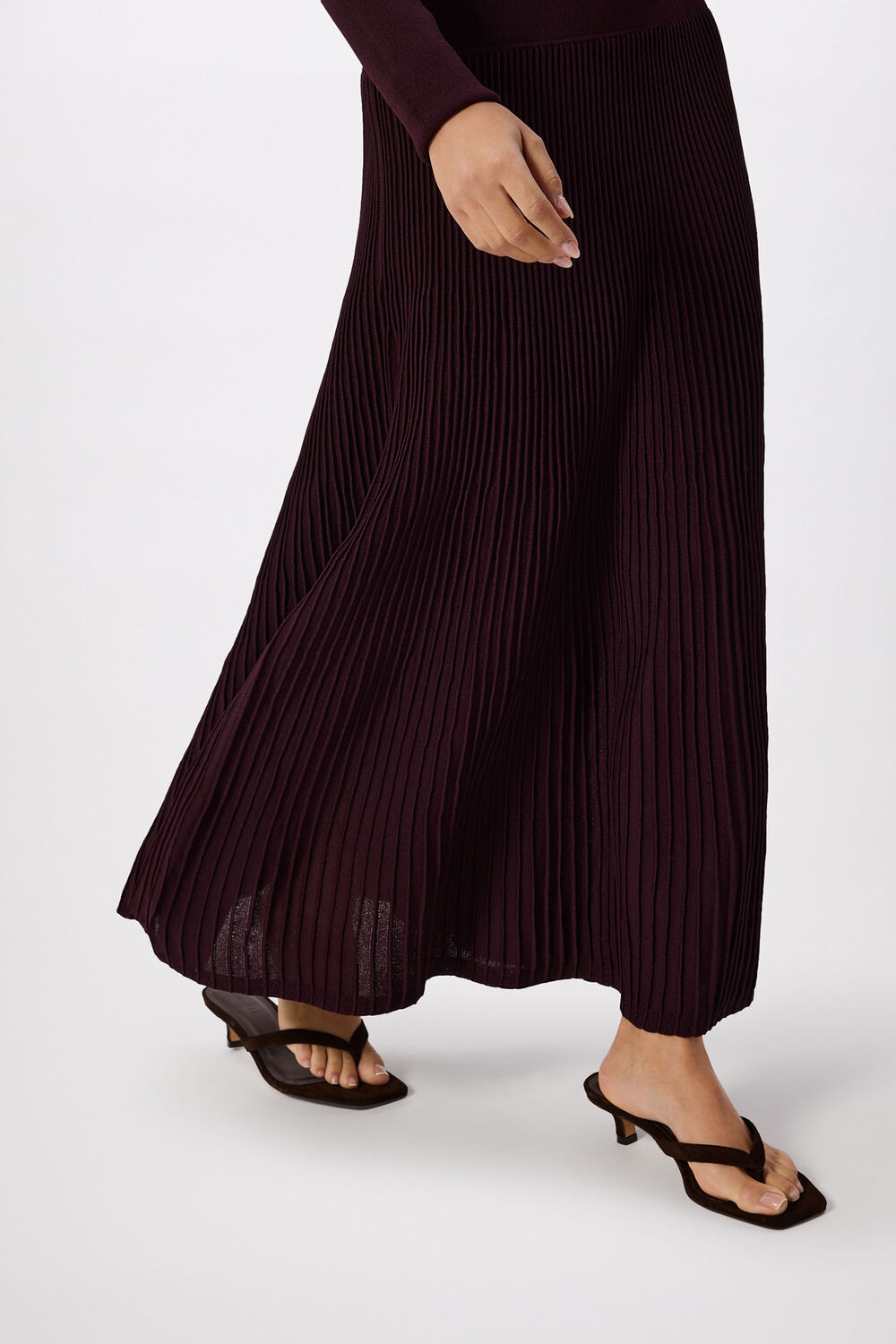 Plum Petite Funnel Neck Pleated Knit Dress