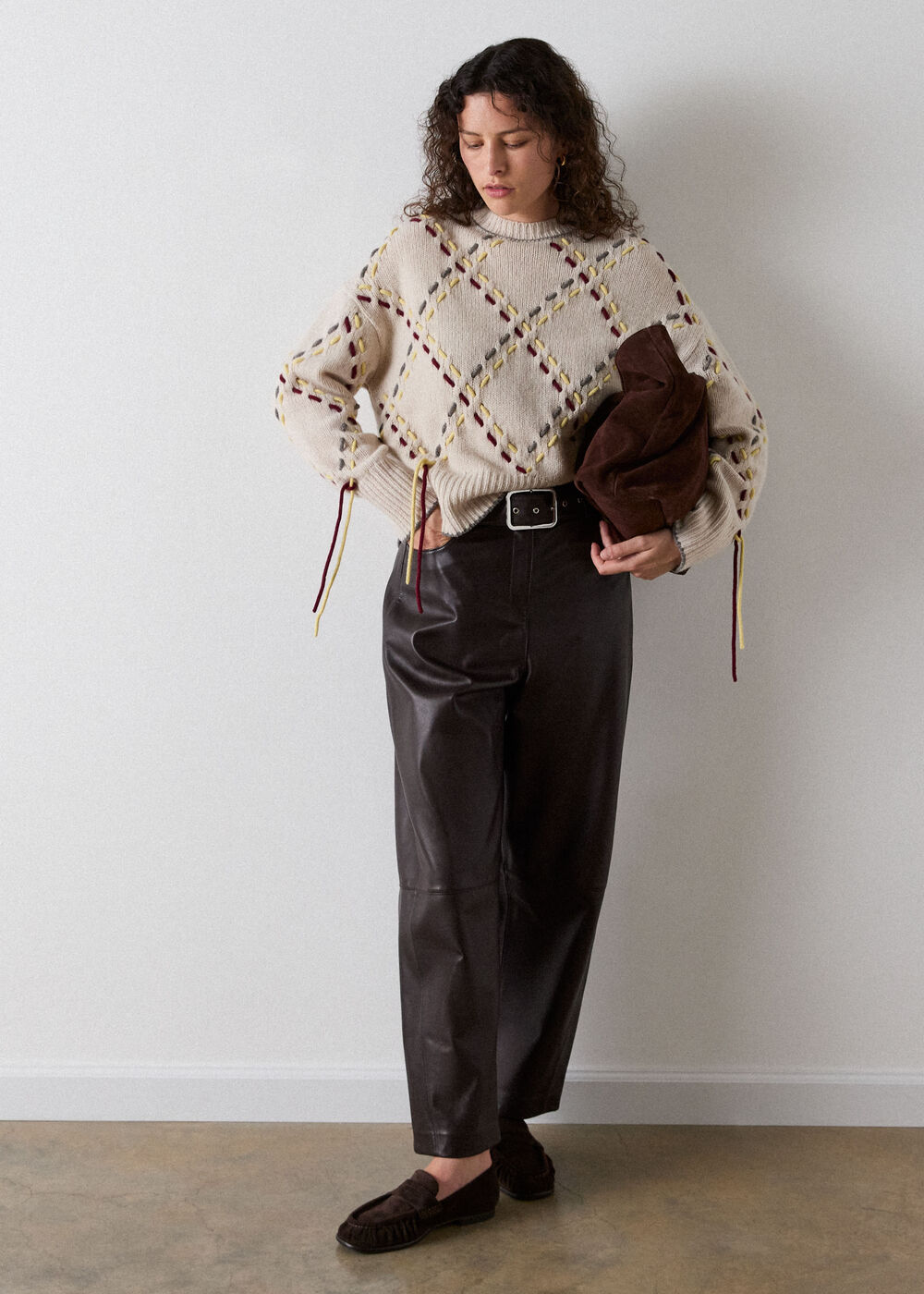 Belted Leather Barrel Trouser