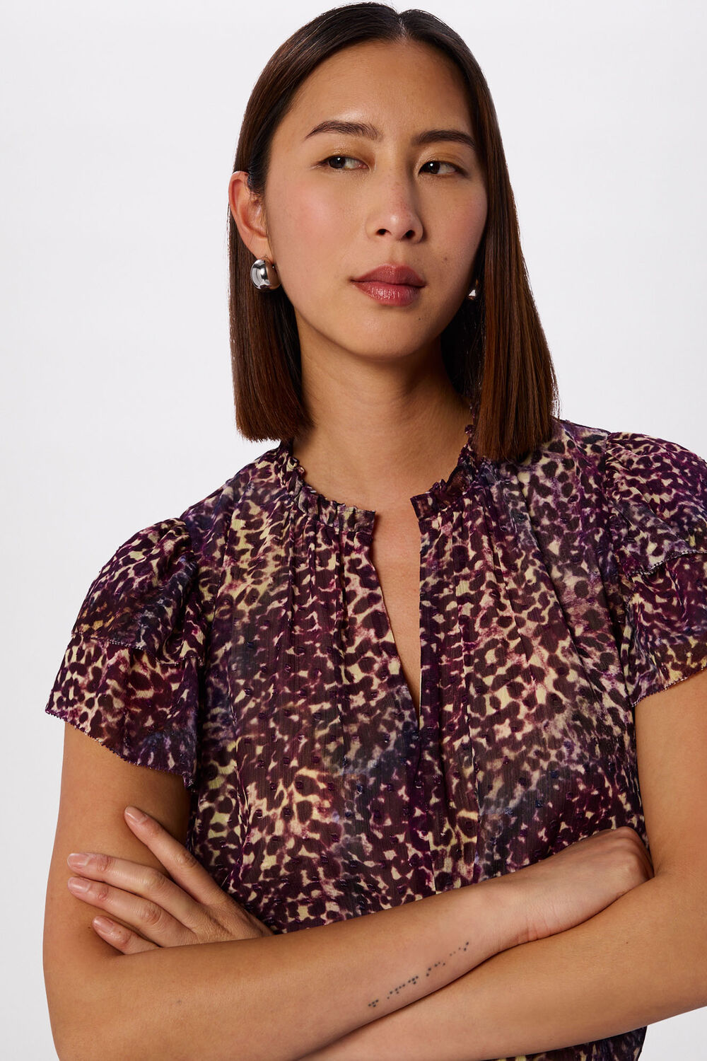 Orchid Print Dobby Top