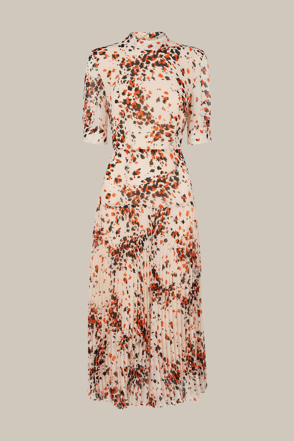 Mottled Animal Pleated Dress Orange/Multi