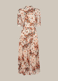 Mottled Animal Pleated Dress Orange/Multi