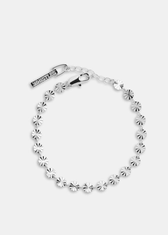Silver Textured Circle Chain Bracelet