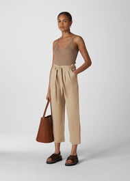 Belted Wide Leg Crop Trouser Neutral