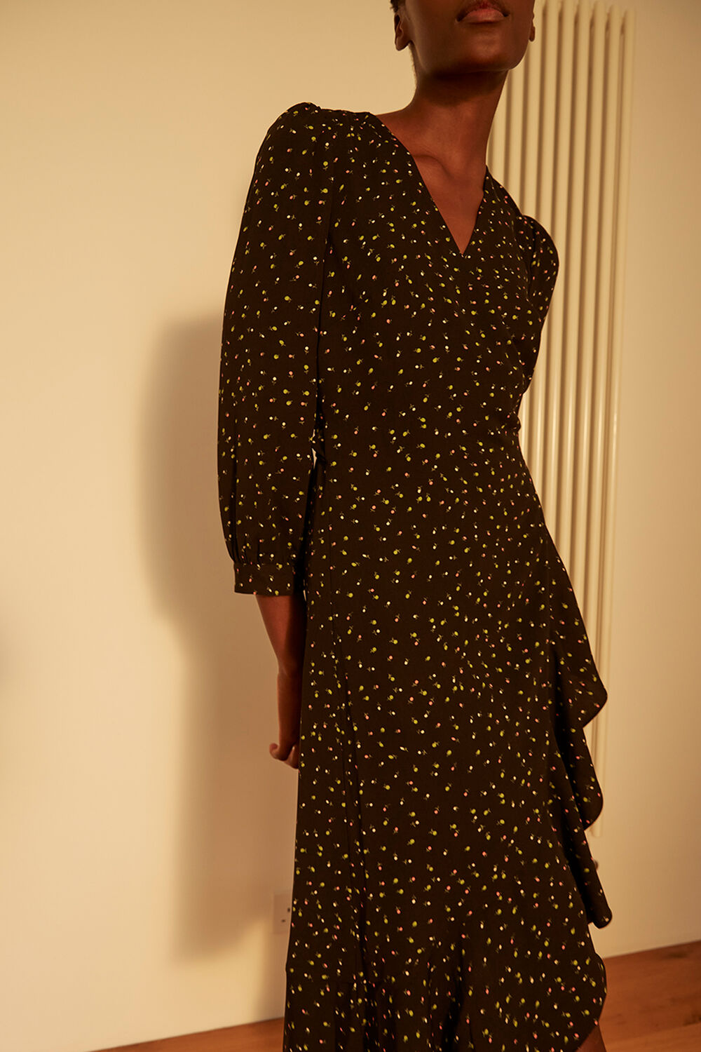 Bright Bud Print Wrap Dress