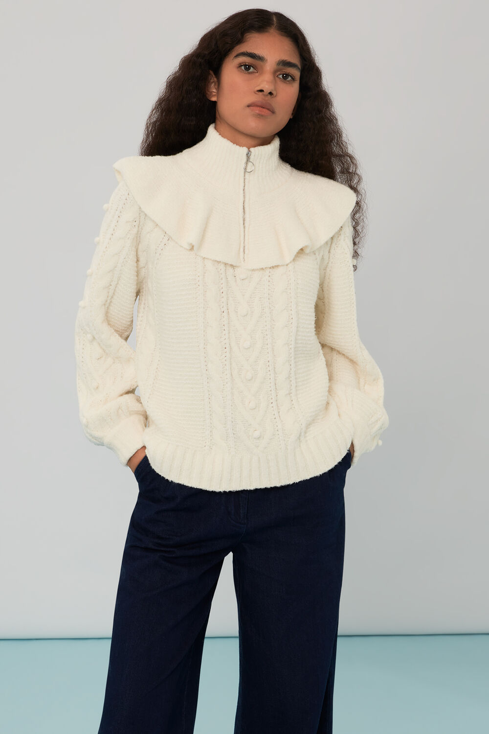 Electra Zip Frill Cable Knit