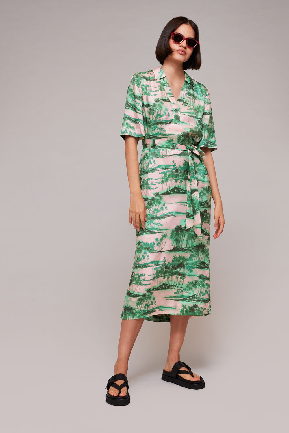 Waving Palms Shirt Dress