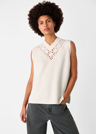 Floral Crochet V Neck Tank