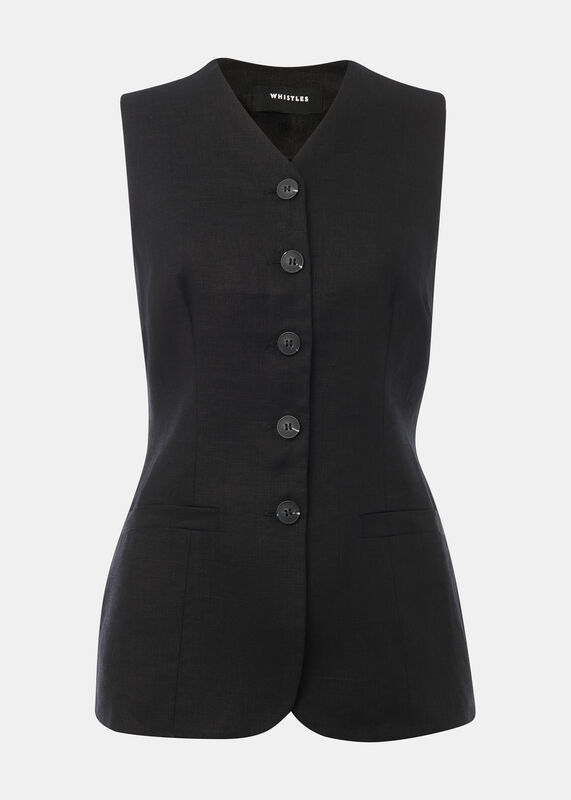 Black Molly Linen Waistcoat