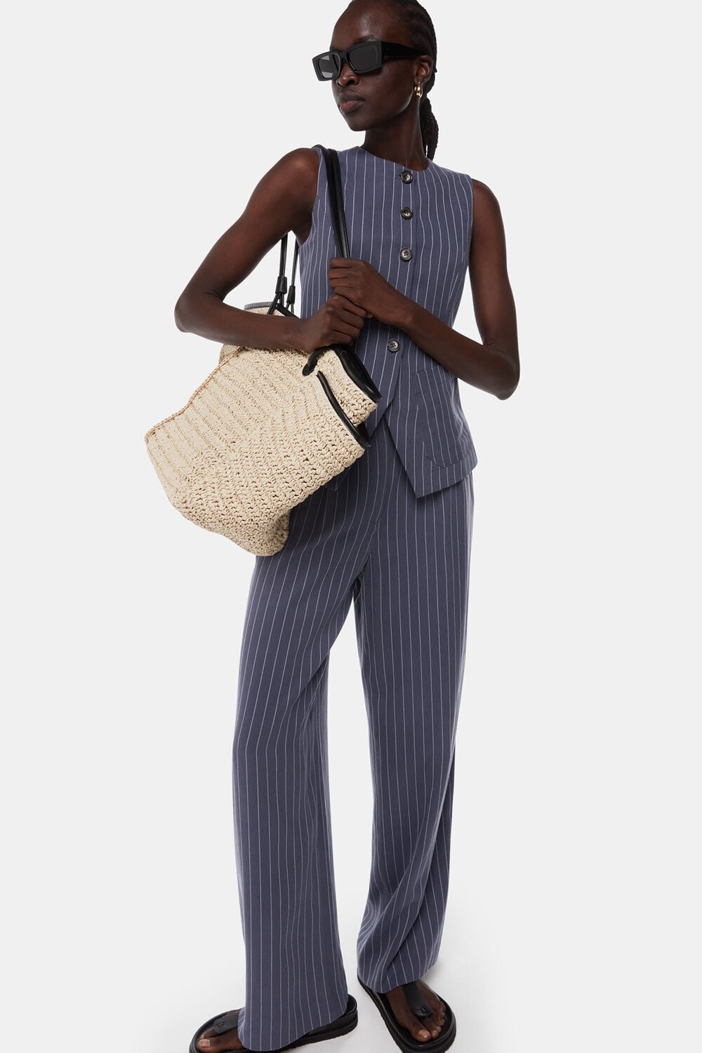 Navy Lottie Pinstripe Trouser