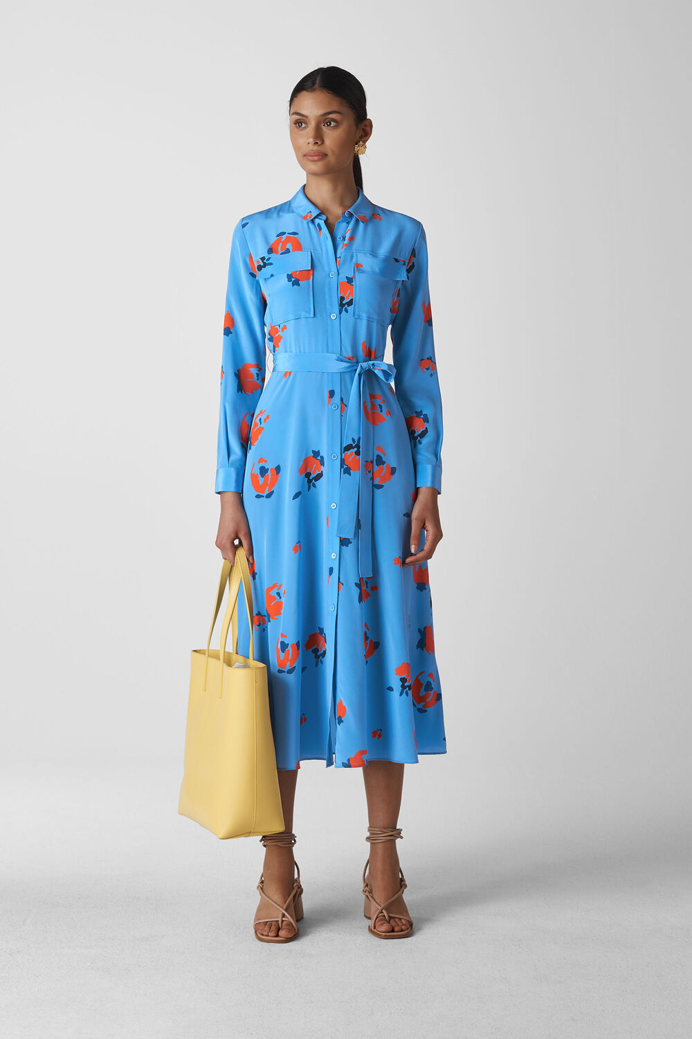 Elfrida Bud Print Silk Dress Blue/Multi