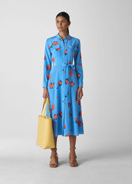 Elfrida Bud Print Silk Dress Blue/Multi