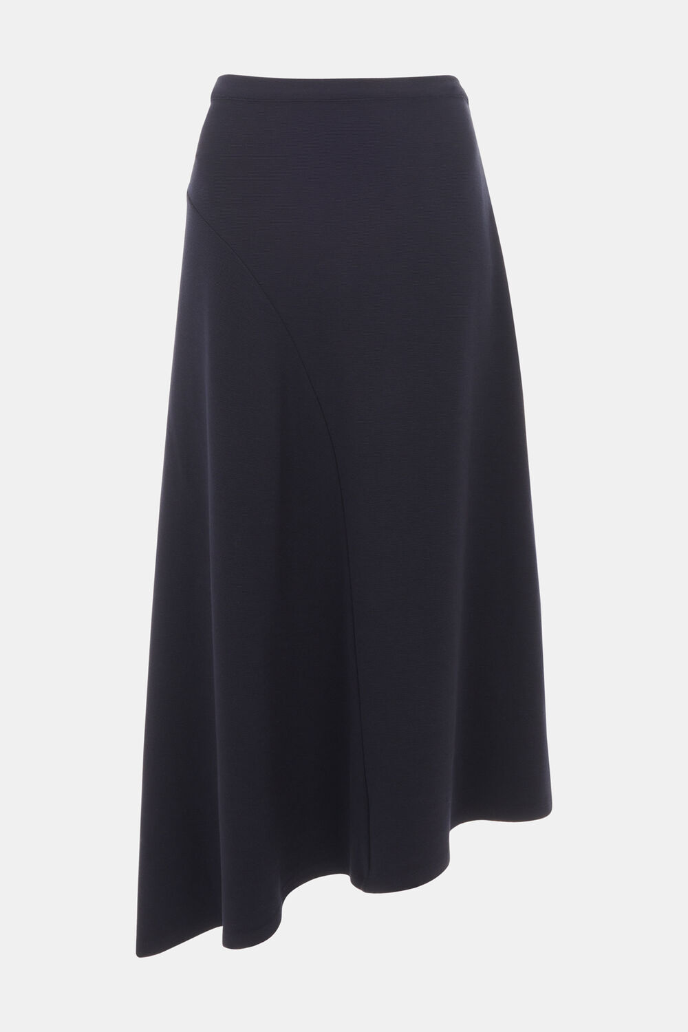 Navy Petite Ottoman Rib Curved Hem Skirt