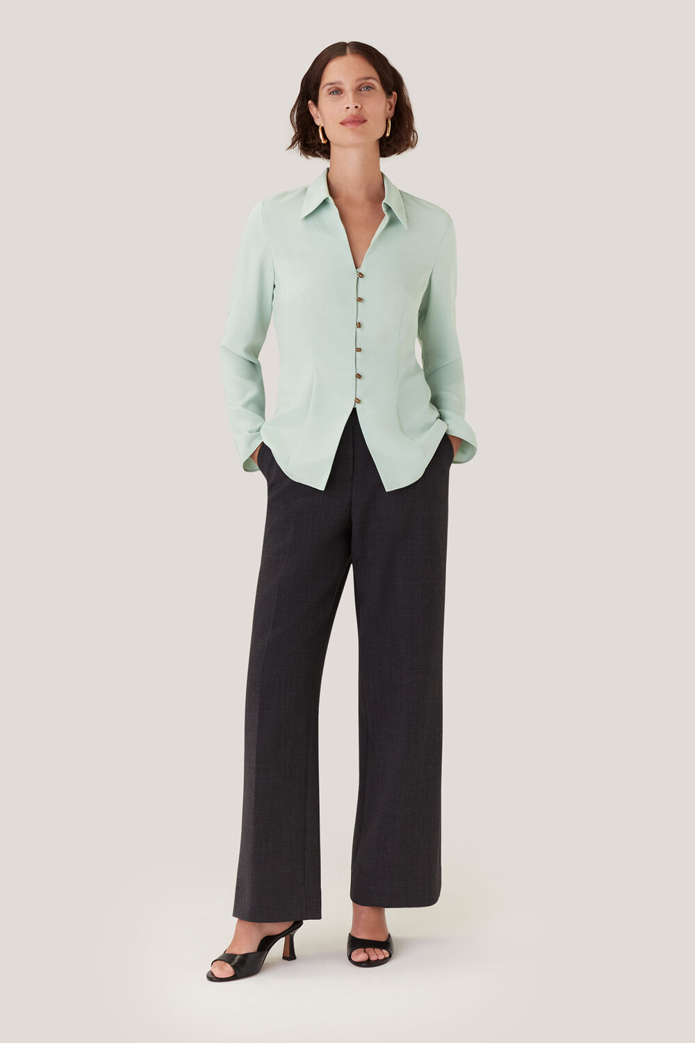Silk Blend V Neck Shirt