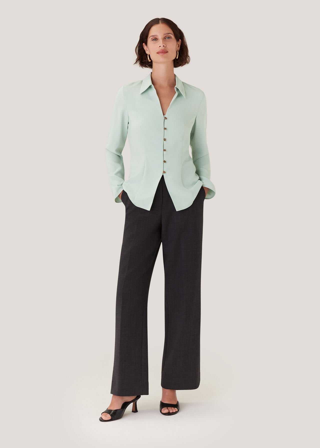 Silk Blend V Neck Shirt