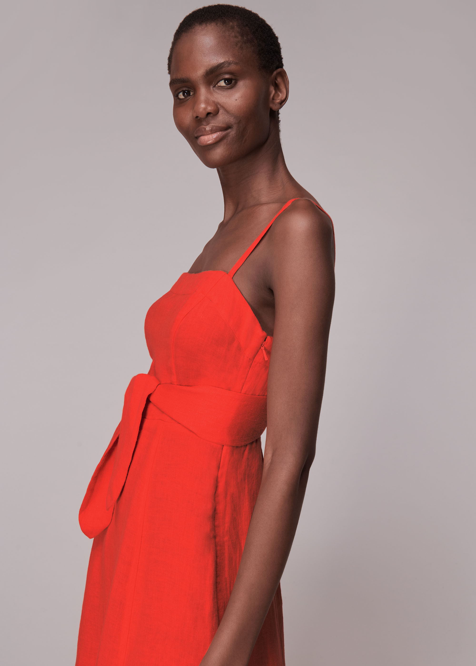 Long red shop strappy dress