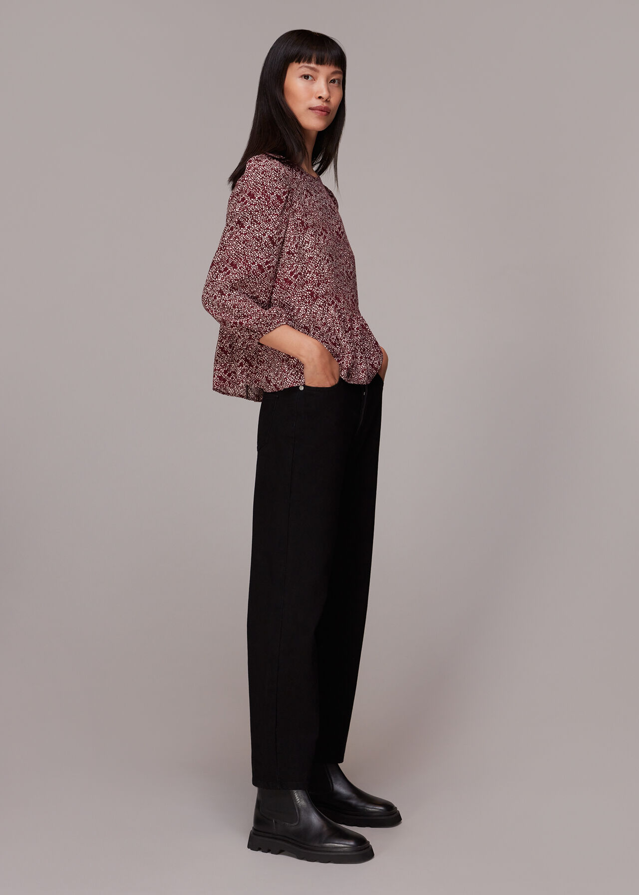 Rough Weave Cut Out Peplum Top