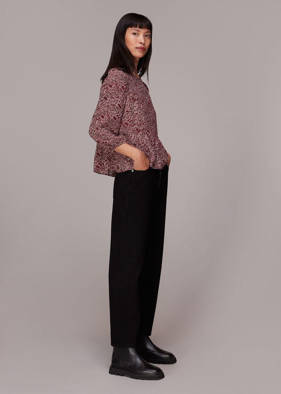 Rough Weave Cut Out Peplum Top