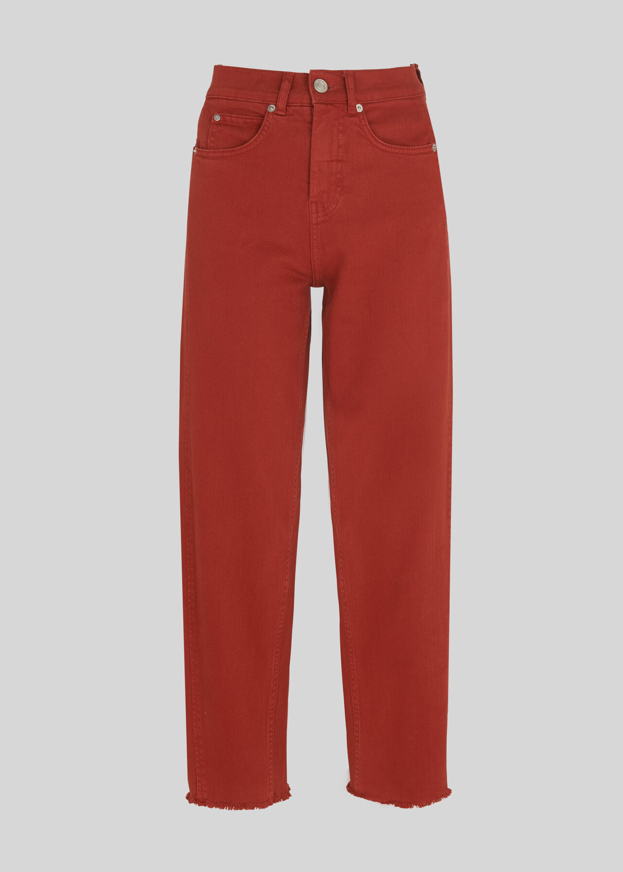High Waist Barrel Leg Jean Rust
