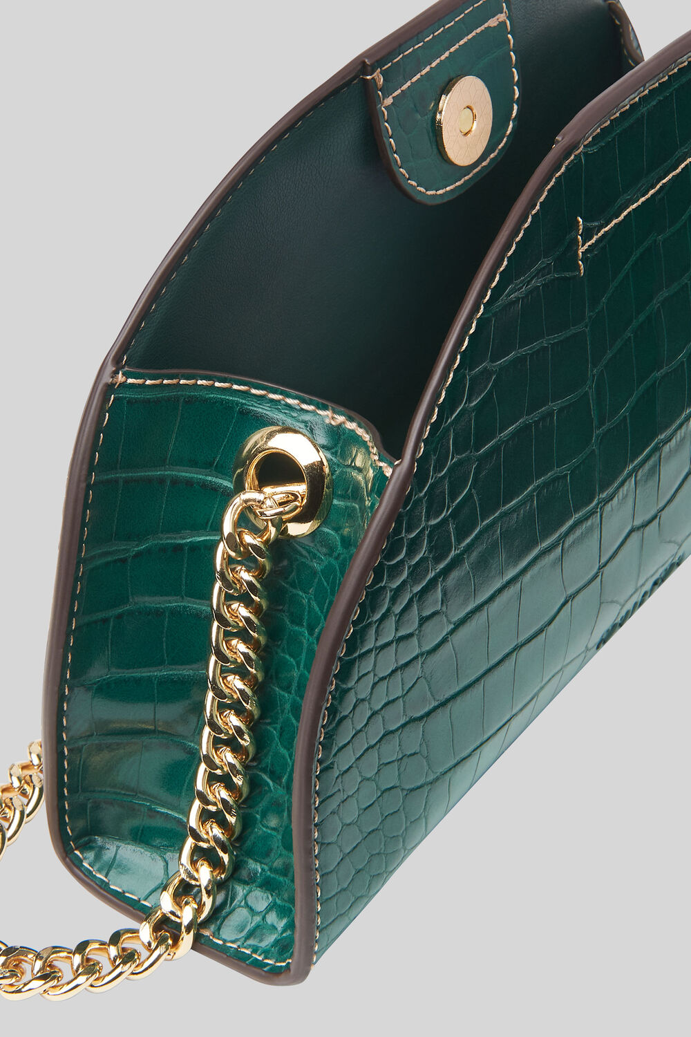 Miri Half Moon Croc Bag Dark Green